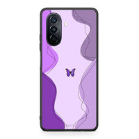 Thumbnail for Huawei Nova Y70 Purple Mariposa Θήκη Αγίου Βαλεντίνου από τη Smartfits με σχέδιο στο πίσω μέρος και μαύρο περίβλημα | Smartphone case with colorful back and black bezels by Smartfits
