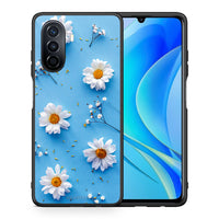 Thumbnail for Θήκη Huawei Nova Y70 Real Daisies από τη Smartfits με σχέδιο στο πίσω μέρος και μαύρο περίβλημα | Huawei Nova Y70 Real Daisies case with colorful back and black bezels