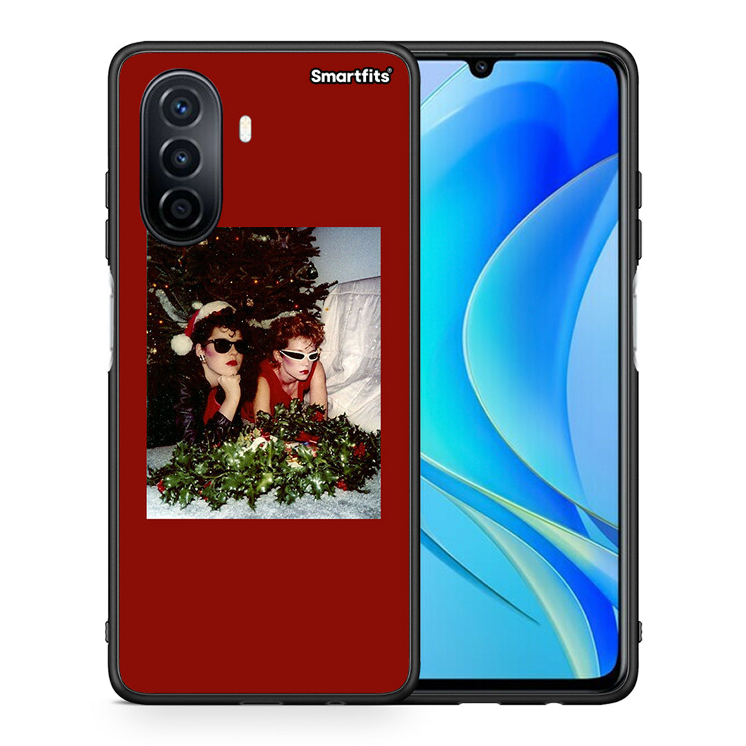 Θήκη Huawei Nova Y70 Waiting For Xmas από τη Smartfits με σχέδιο στο πίσω μέρος και μαύρο περίβλημα | Huawei Nova Y70 Waiting For Xmas case with colorful back and black bezels