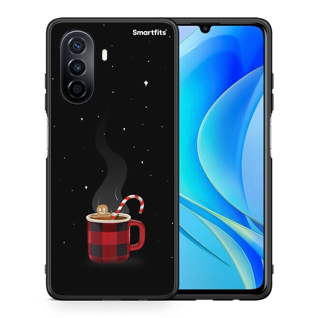 Θήκη Huawei Nova Y70 Xmas Bathing από τη Smartfits με σχέδιο στο πίσω μέρος και μαύρο περίβλημα | Huawei Nova Y70 Xmas Bathing case with colorful back and black bezels