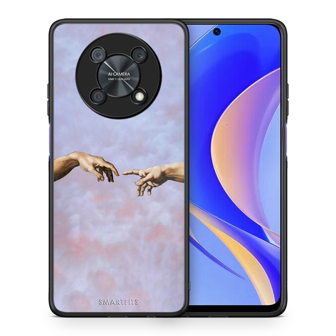 Θήκη Huawei Nova Y90 Adam Hand από τη Smartfits με σχέδιο στο πίσω μέρος και μαύρο περίβλημα | Huawei Nova Y90 Adam Hand case with colorful back and black bezels