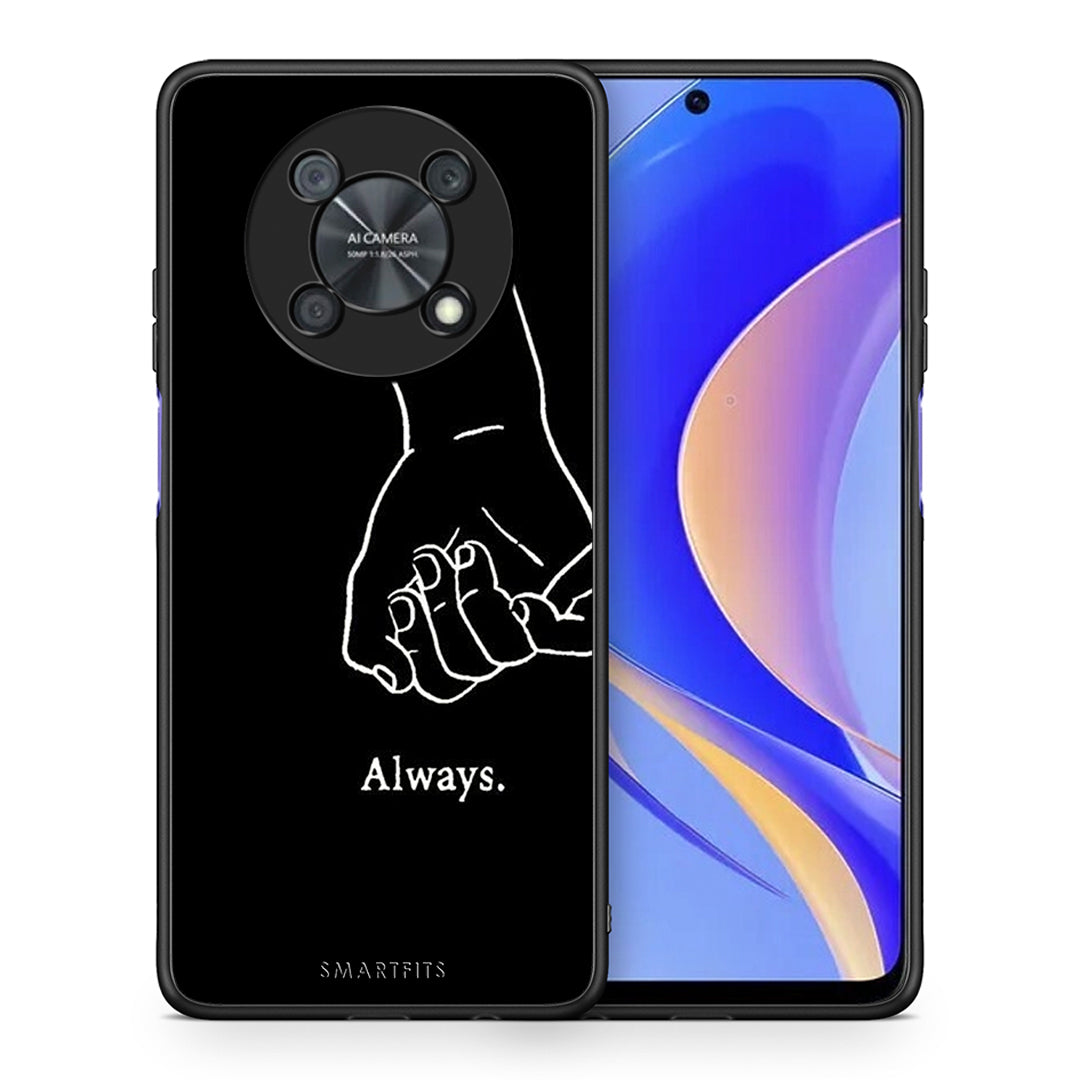 Θήκη Αγίου Βαλεντίνου Huawei Nova Y90 Always & Forever 2 από τη Smartfits με σχέδιο στο πίσω μέρος και μαύρο περίβλημα | Huawei Nova Y90 Always & Forever 2 case with colorful back and black bezels