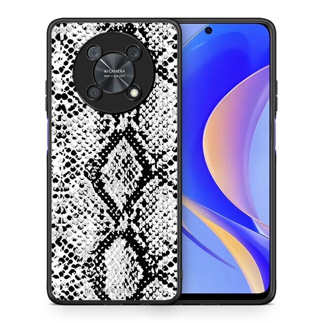 Θήκη Huawei Nova Y90 White Snake Animal από τη Smartfits με σχέδιο στο πίσω μέρος και μαύρο περίβλημα | Huawei Nova Y90 White Snake Animal case with colorful back and black bezels