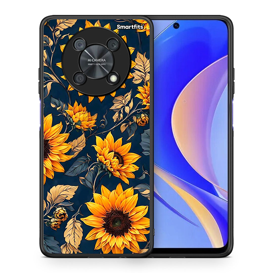 Θήκη Huawei Nova Y90 Autumn Sunflowers από τη Smartfits με σχέδιο στο πίσω μέρος και μαύρο περίβλημα | Huawei Nova Y90 Autumn Sunflowers case with colorful back and black bezels