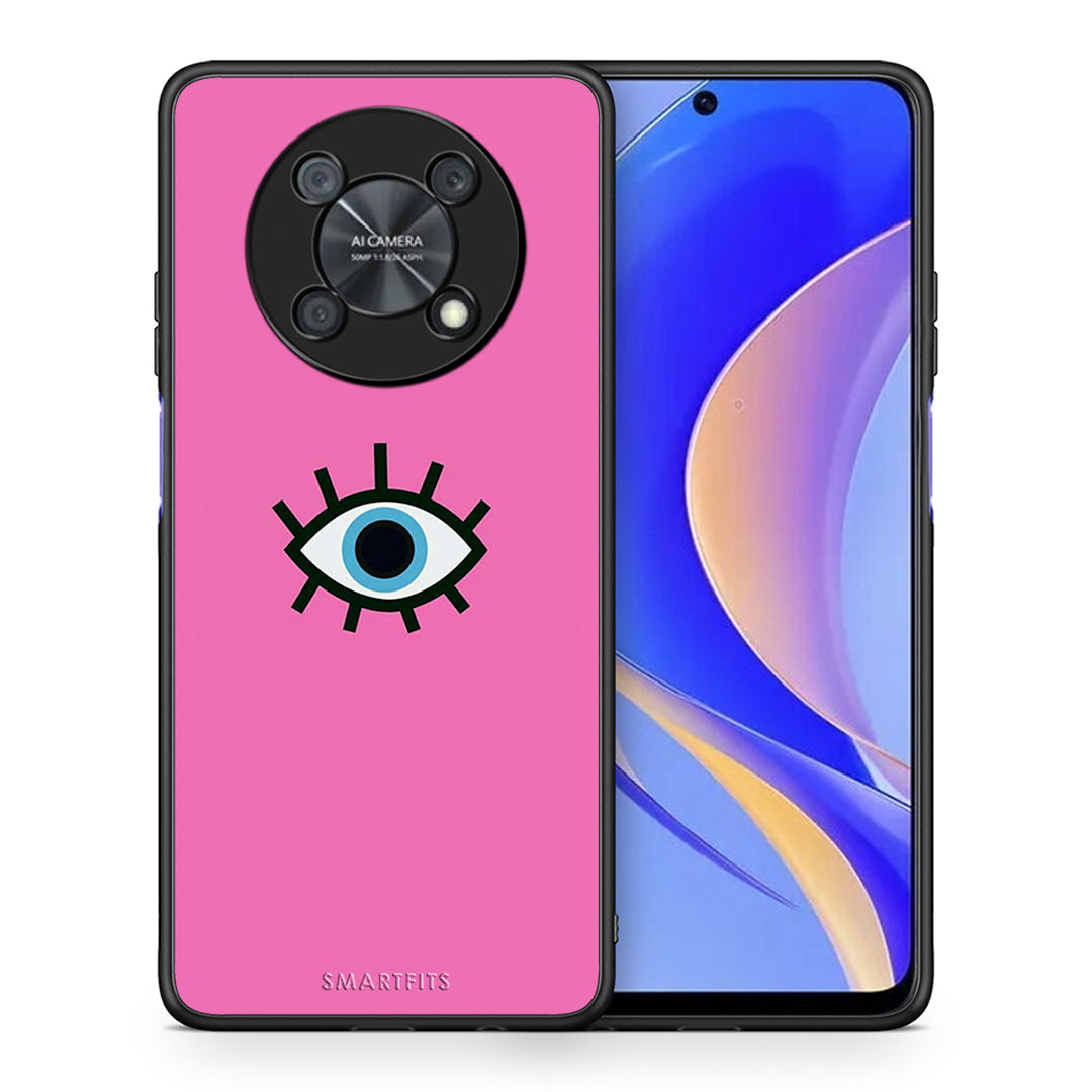 Θήκη Huawei Nova Y90 Blue Eye Pink από τη Smartfits με σχέδιο στο πίσω μέρος και μαύρο περίβλημα | Huawei Nova Y90 Blue Eye Pink case with colorful back and black bezels
