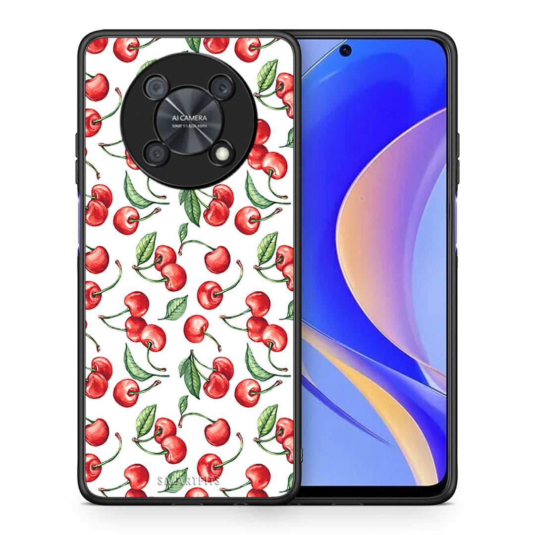 Θήκη Huawei Nova Y90 Cherry Summer από τη Smartfits με σχέδιο στο πίσω μέρος και μαύρο περίβλημα | Huawei Nova Y90 Cherry Summer case with colorful back and black bezels