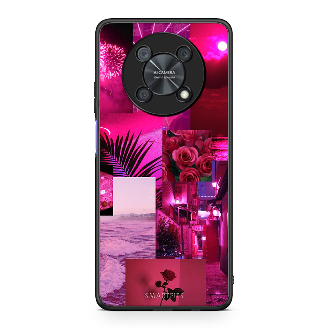 Huawei Nova Y90 Collage Red Roses Θήκη Αγίου Βαλεντίνου από τη Smartfits με σχέδιο στο πίσω μέρος και μαύρο περίβλημα | Smartphone case with colorful back and black bezels by Smartfits