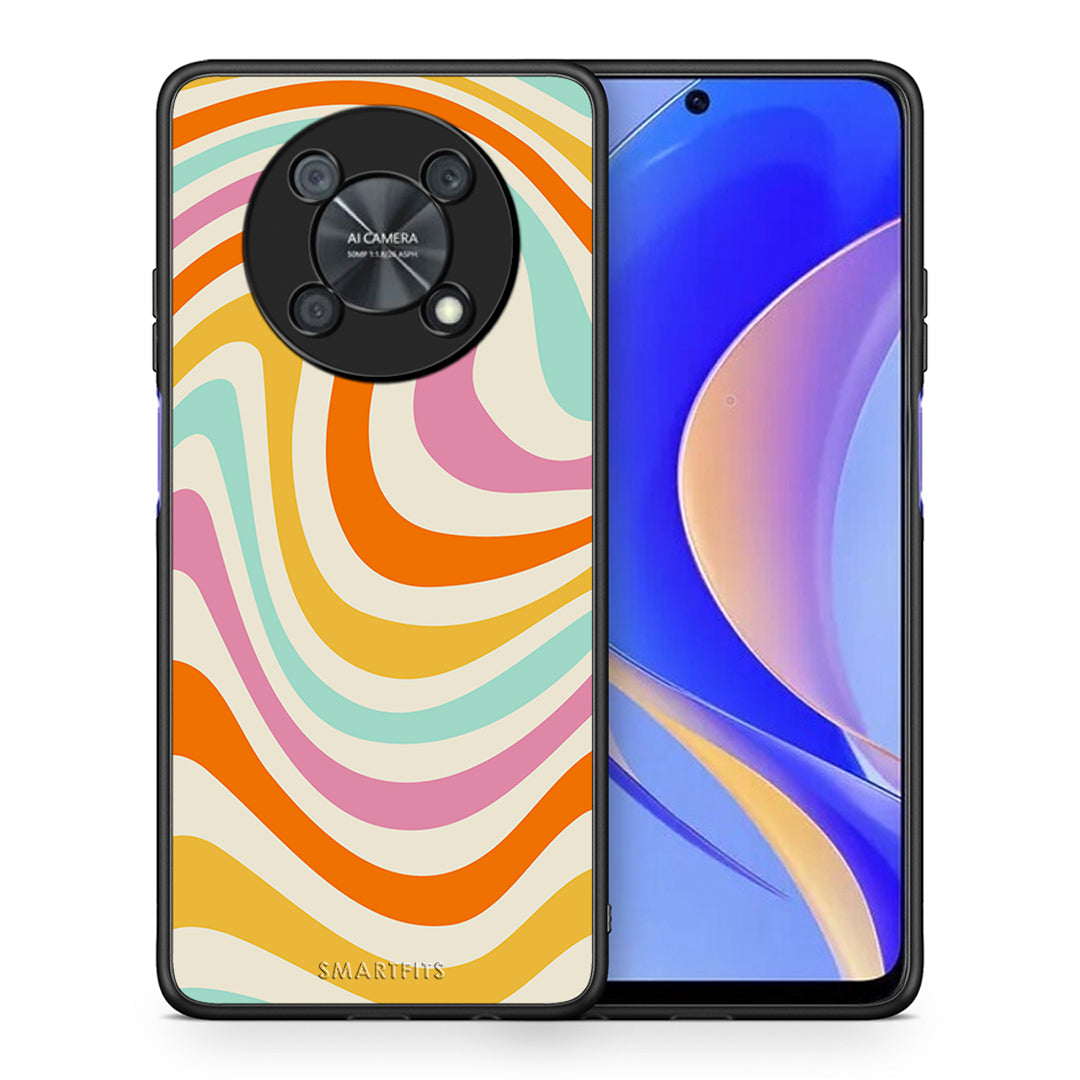 Θήκη Huawei Nova Y90 Colourful Waves από τη Smartfits με σχέδιο στο πίσω μέρος και μαύρο περίβλημα | Huawei Nova Y90 Colourful Waves case with colorful back and black bezels