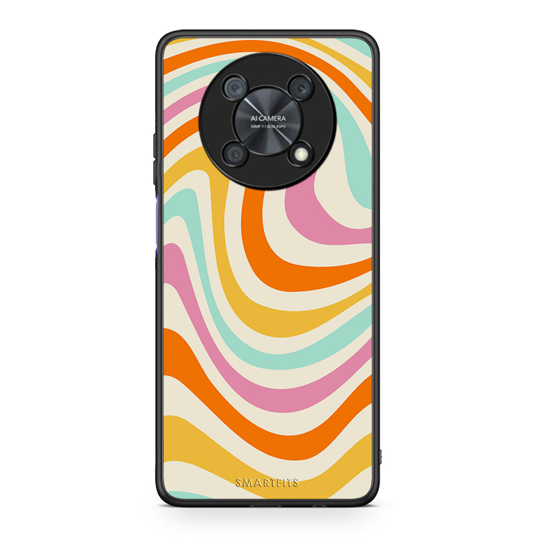 Huawei Nova Y90 Colourful Waves θήκη από τη Smartfits με σχέδιο στο πίσω μέρος και μαύρο περίβλημα | Smartphone case with colorful back and black bezels by Smartfits