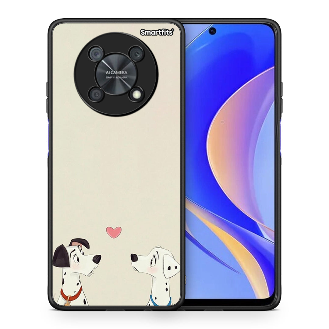 Θήκη Huawei Nova Y90 Dalmatians Love από τη Smartfits με σχέδιο στο πίσω μέρος και μαύρο περίβλημα | Huawei Nova Y90 Dalmatians Love case with colorful back and black bezels