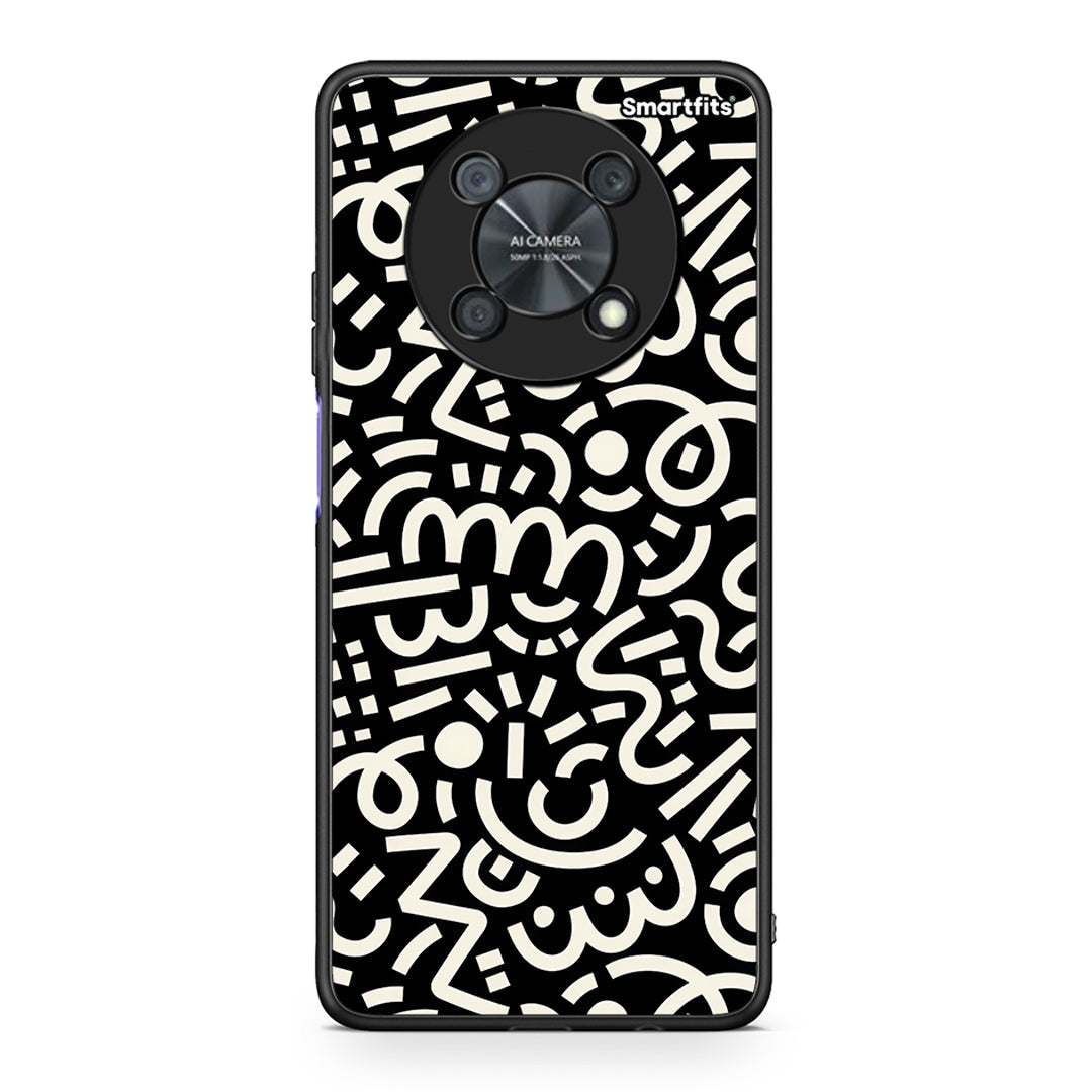 Huawei Nova Y90 Doodle Art θήκη από τη Smartfits με σχέδιο στο πίσω μέρος και μαύρο περίβλημα | Smartphone case with colorful back and black bezels by Smartfits