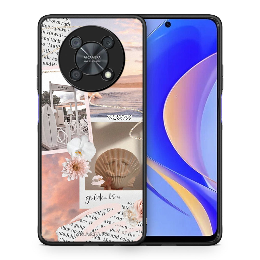 Θήκη Αγίου Βαλεντίνου Huawei Nova Y90 Golden Hour από τη Smartfits με σχέδιο στο πίσω μέρος και μαύρο περίβλημα | Huawei Nova Y90 Golden Hour case with colorful back and black bezels