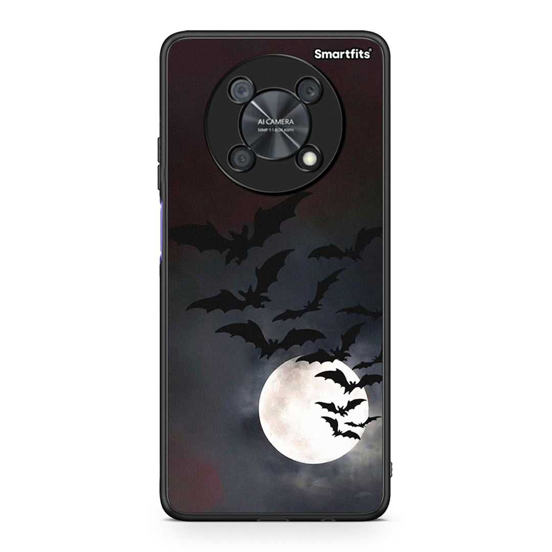 Huawei Nova Y90 Halloween Bat Night θήκη από τη Smartfits με σχέδιο στο πίσω μέρος και μαύρο περίβλημα | Smartphone case with colorful back and black bezels by Smartfits