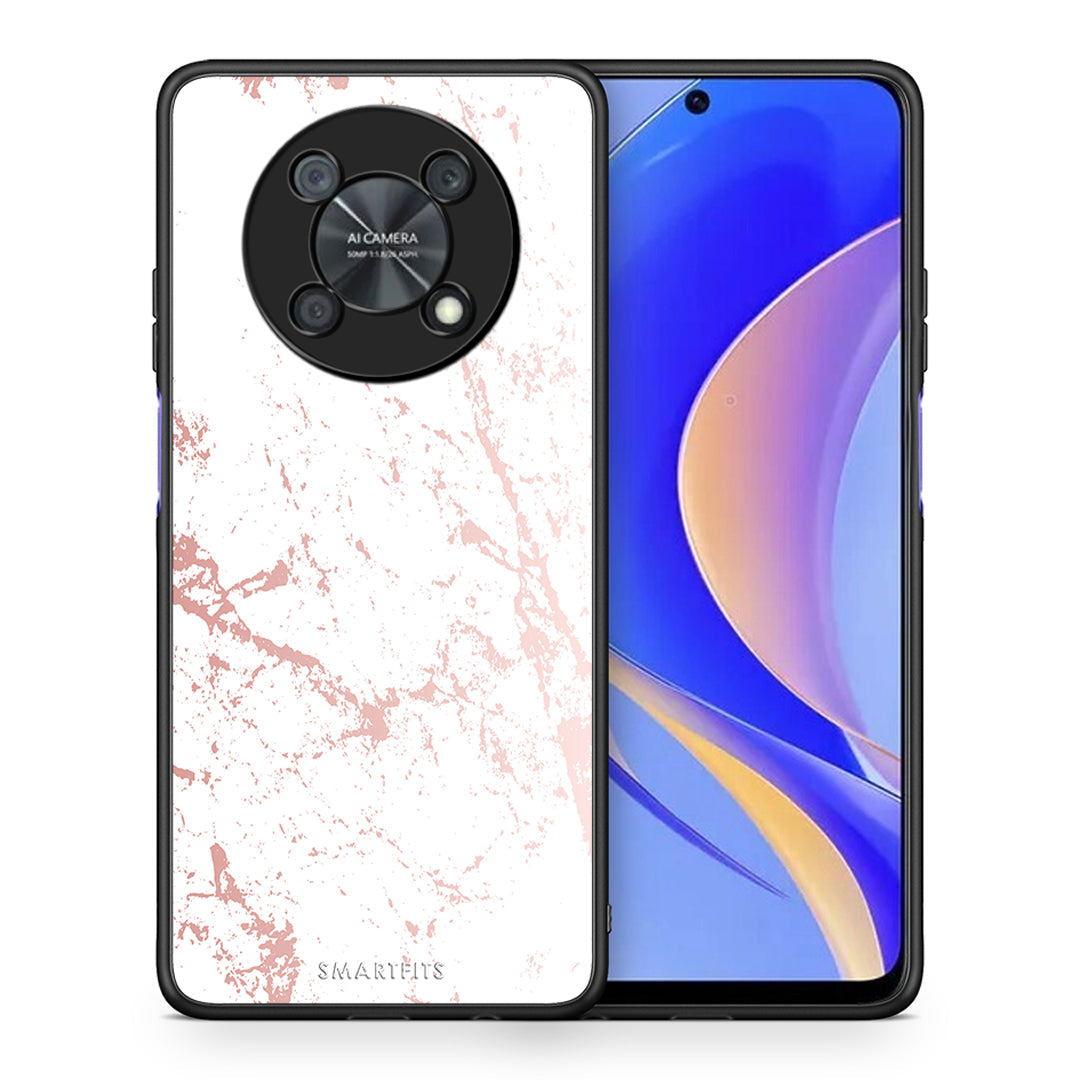 Θήκη Huawei Nova Y90 Pink Splash Marble από τη Smartfits με σχέδιο στο πίσω μέρος και μαύρο περίβλημα | Huawei Nova Y90 Pink Splash Marble case with colorful back and black bezels