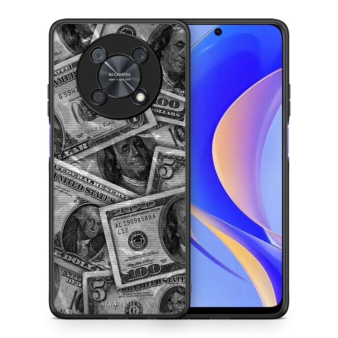 Θήκη Huawei Nova Y90 Money Dollars από τη Smartfits με σχέδιο στο πίσω μέρος και μαύρο περίβλημα | Huawei Nova Y90 Money Dollars case with colorful back and black bezels