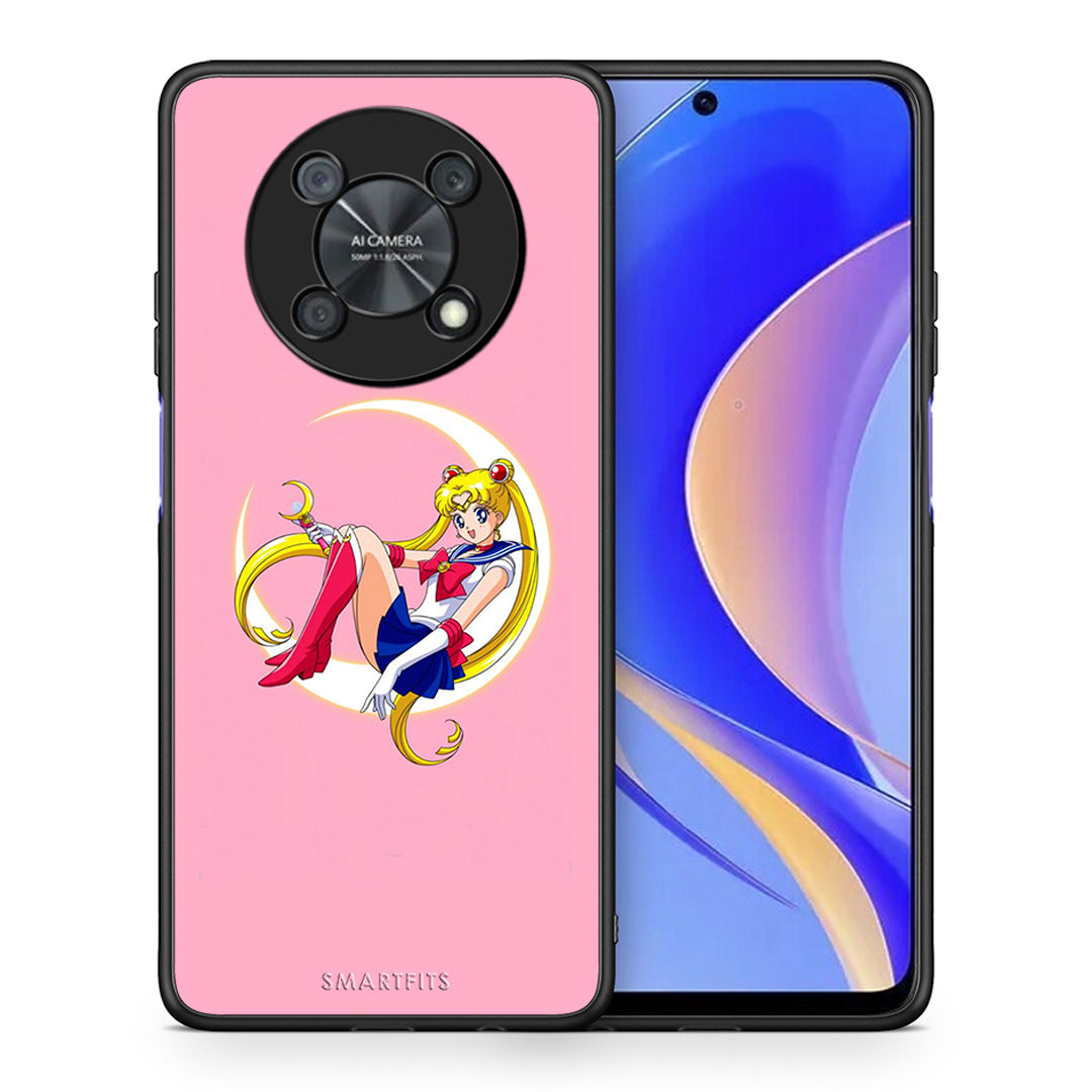 Θήκη Huawei Nova Y90 Moon Girl από τη Smartfits με σχέδιο στο πίσω μέρος και μαύρο περίβλημα | Huawei Nova Y90 Moon Girl case with colorful back and black bezels