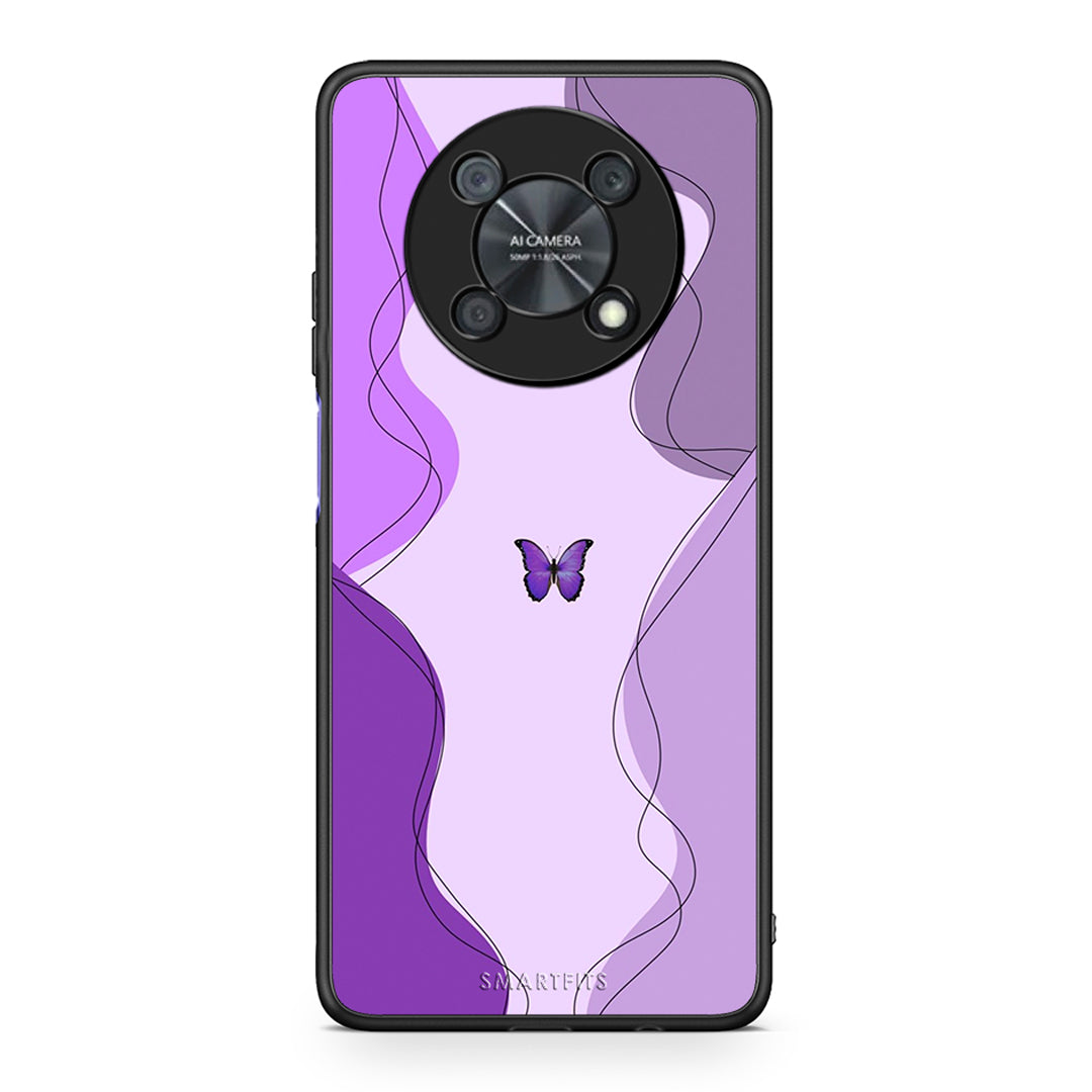 Huawei Nova Y90 Purple Mariposa Θήκη Αγίου Βαλεντίνου από τη Smartfits με σχέδιο στο πίσω μέρος και μαύρο περίβλημα | Smartphone case with colorful back and black bezels by Smartfits
