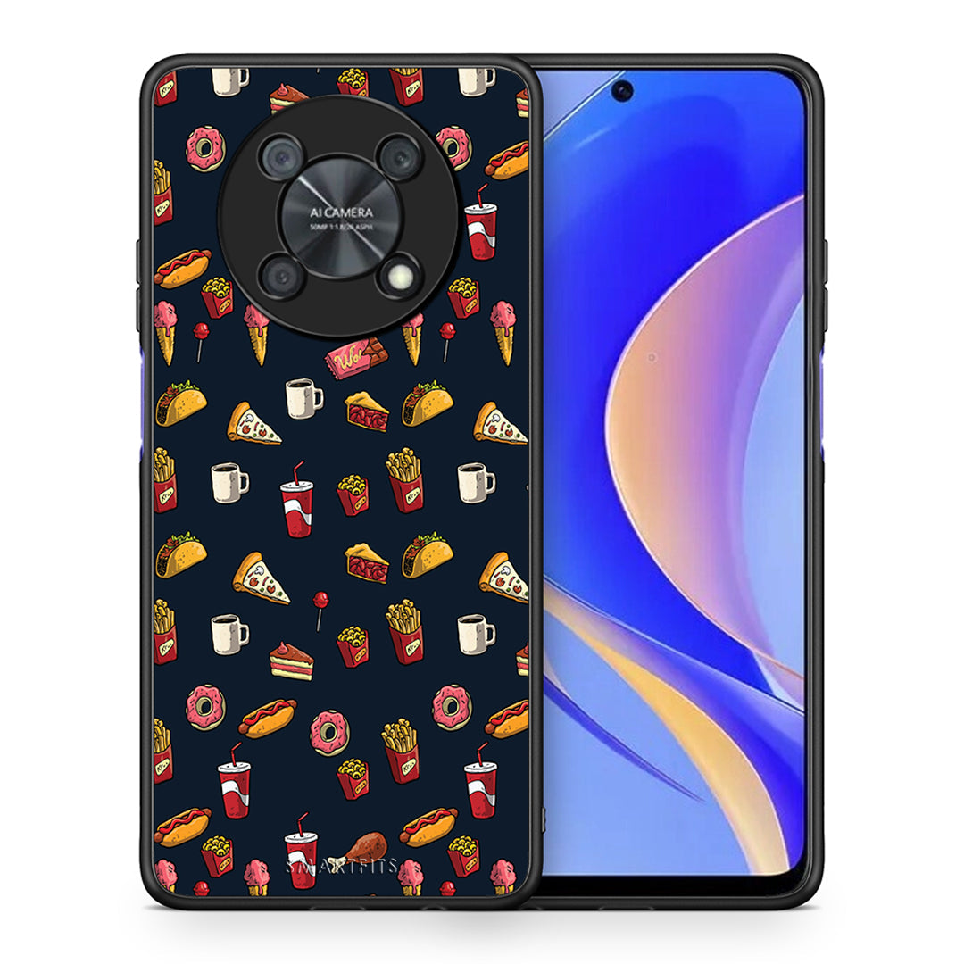 Θήκη Huawei Nova Y90 Hungry Random από τη Smartfits με σχέδιο στο πίσω μέρος και μαύρο περίβλημα | Huawei Nova Y90 Hungry Random case with colorful back and black bezels