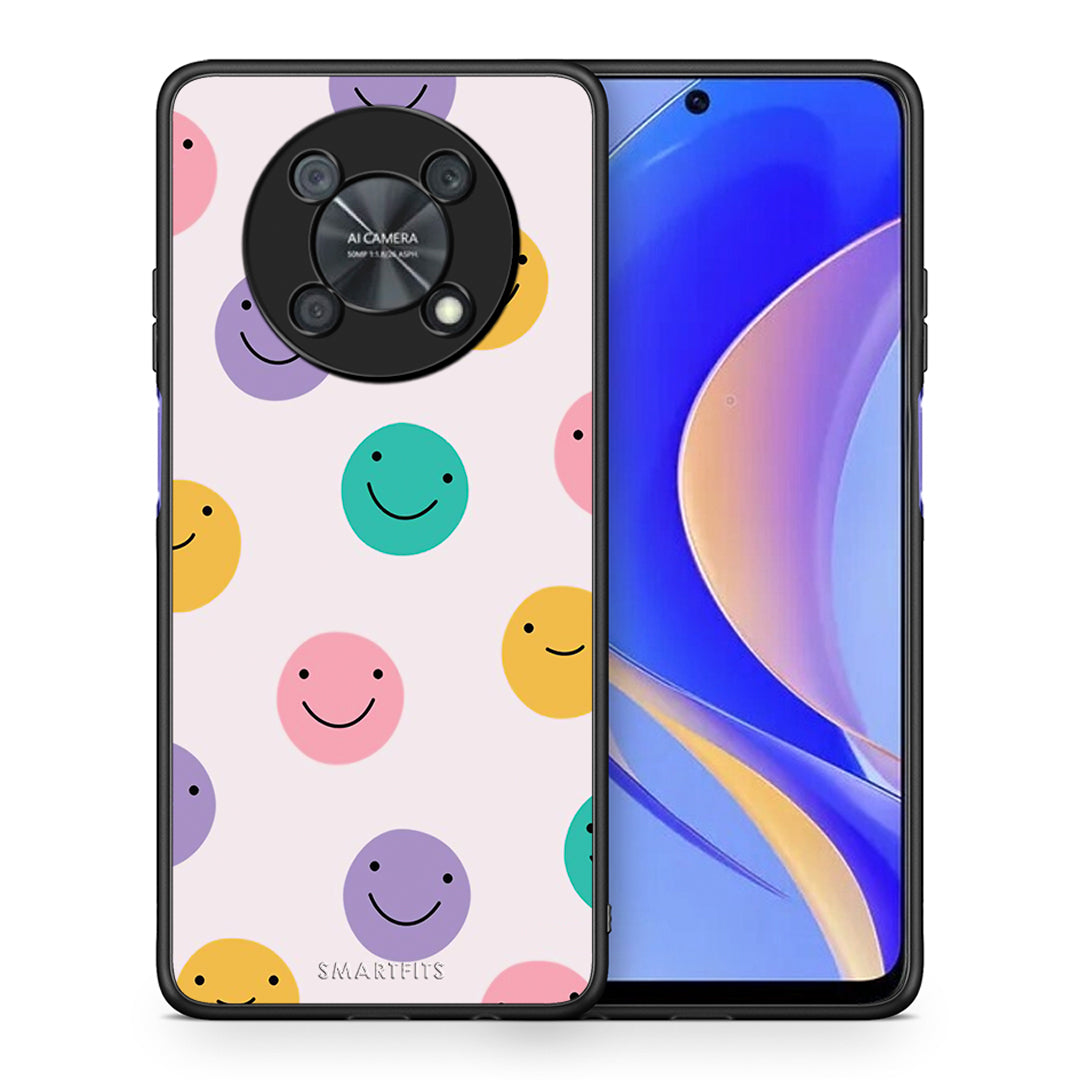 Θήκη Huawei Nova Y90 Smiley Faces από τη Smartfits με σχέδιο στο πίσω μέρος και μαύρο περίβλημα | Huawei Nova Y90 Smiley Faces case with colorful back and black bezels