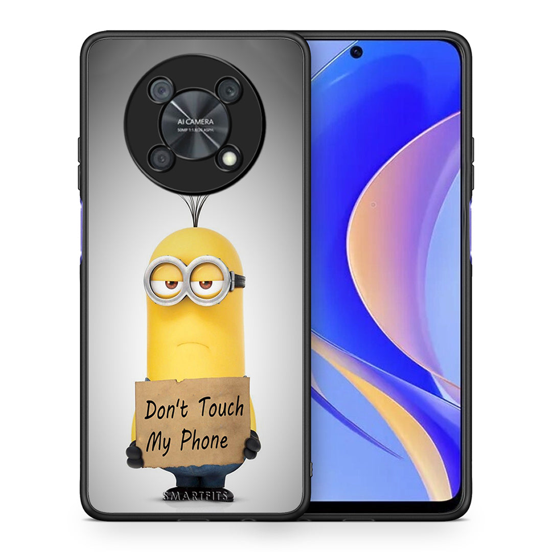 Θήκη Huawei Nova Y90 Minion Text από τη Smartfits με σχέδιο στο πίσω μέρος και μαύρο περίβλημα | Huawei Nova Y90 Minion Text case with colorful back and black bezels