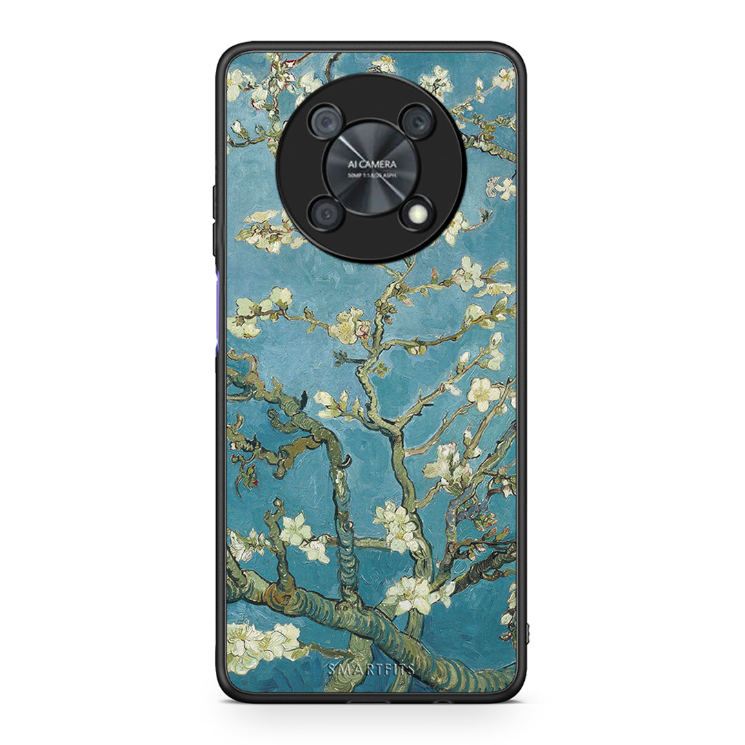 Huawei Nova Y90 White Blossoms θήκη από τη Smartfits με σχέδιο στο πίσω μέρος και μαύρο περίβλημα | Smartphone case with colorful back and black bezels by Smartfits