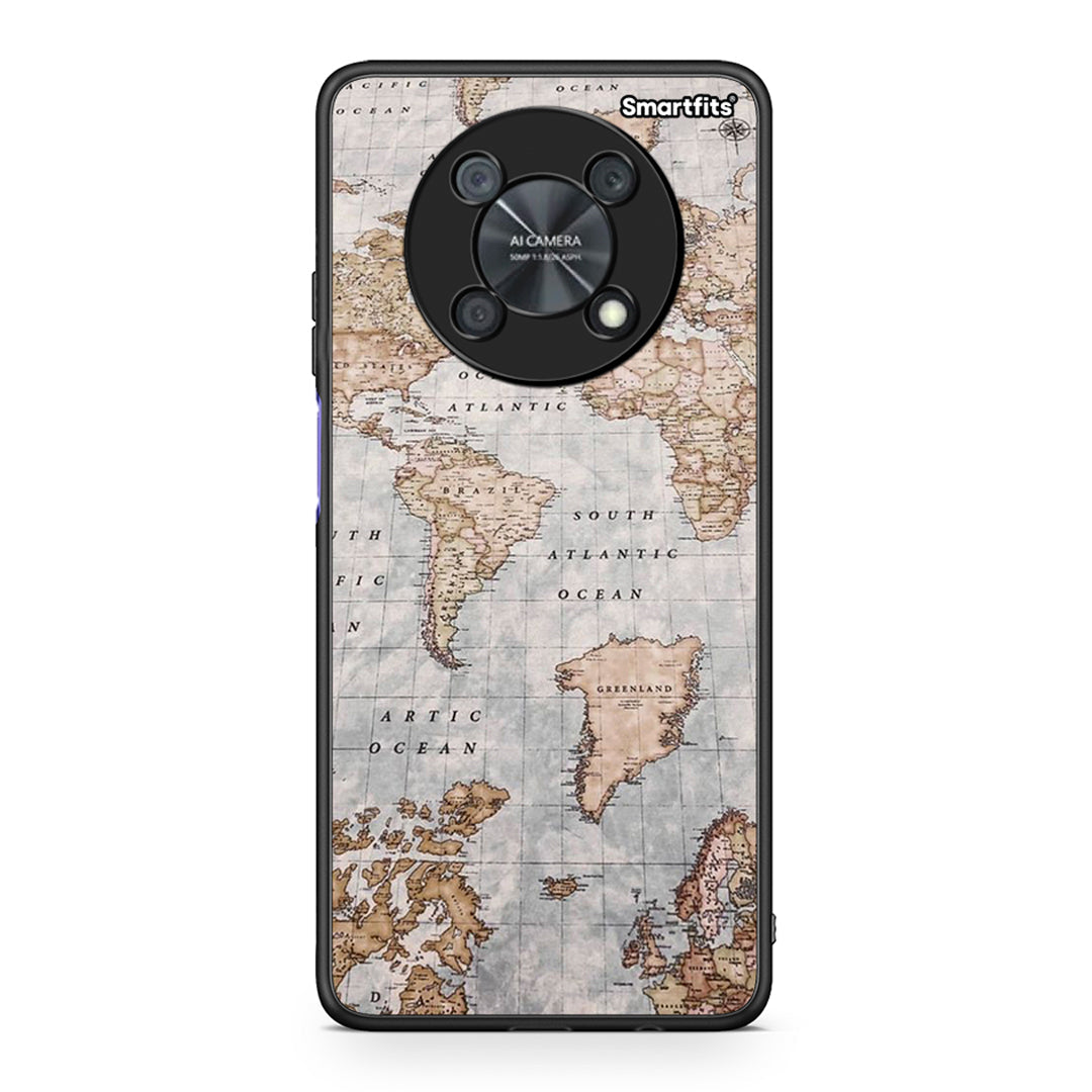 Huawei Nova Y90 World Map θήκη από τη Smartfits με σχέδιο στο πίσω μέρος και μαύρο περίβλημα | Smartphone case with colorful back and black bezels by Smartfits
