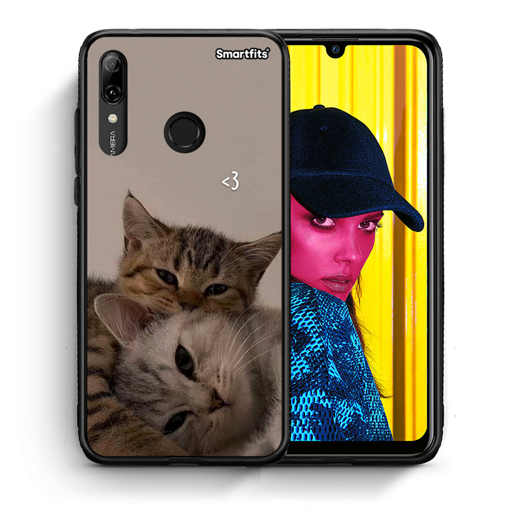 Θήκη Huawei P Smart 2019 Cats In Love από τη Smartfits με σχέδιο στο πίσω μέρος και μαύρο περίβλημα | Huawei P Smart 2019 Cats In Love case with colorful back and black bezels