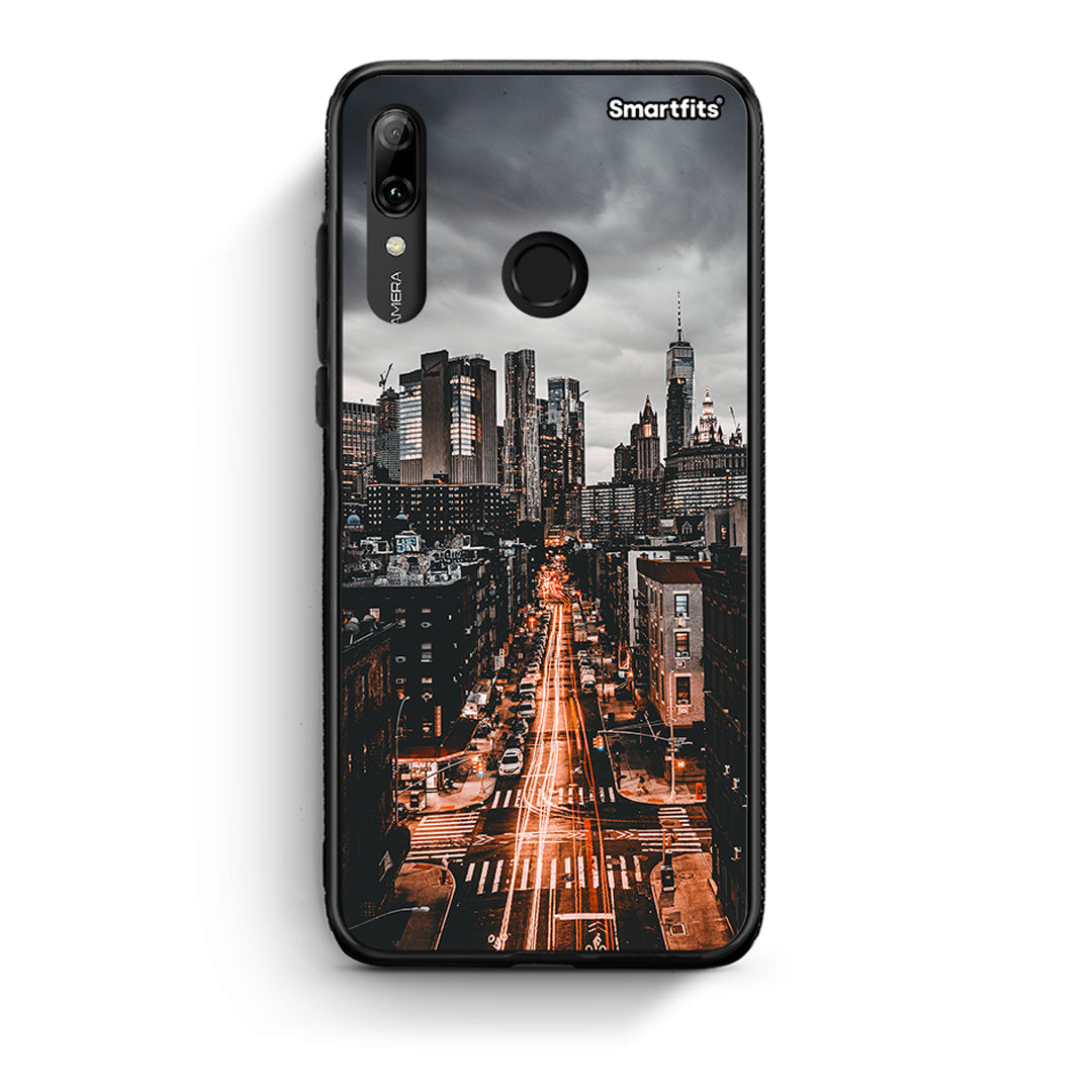 Huawei P Smart 2019 City Lights θήκη από τη Smartfits με σχέδιο στο πίσω μέρος και μαύρο περίβλημα | Smartphone case with colorful back and black bezels by Smartfits