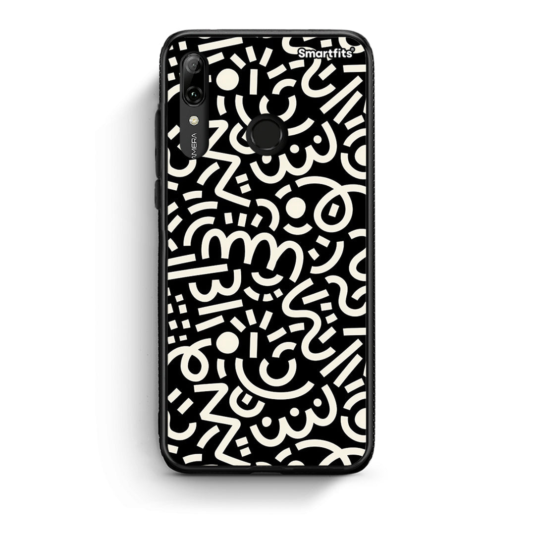 Huawei P Smart 2019 Doodle Art Θήκη από τη Smartfits με σχέδιο στο πίσω μέρος και μαύρο περίβλημα | Smartphone case with colorful back and black bezels by Smartfits