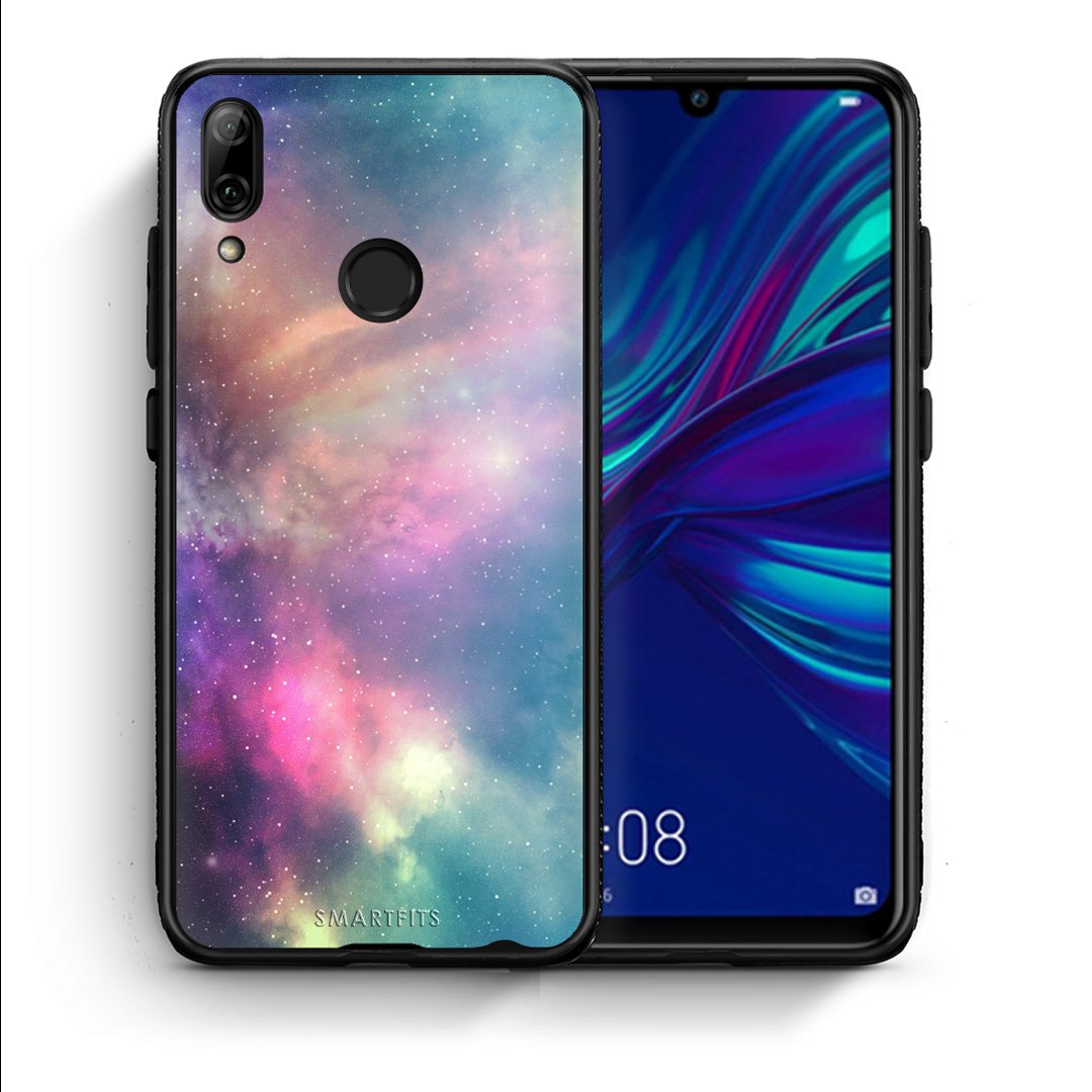 Θήκη Huawei P Smart 2019 Rainbow Galaxy από τη Smartfits με σχέδιο στο πίσω μέρος και μαύρο περίβλημα | Huawei P Smart 2019 Rainbow Galaxy case with colorful back and black bezels