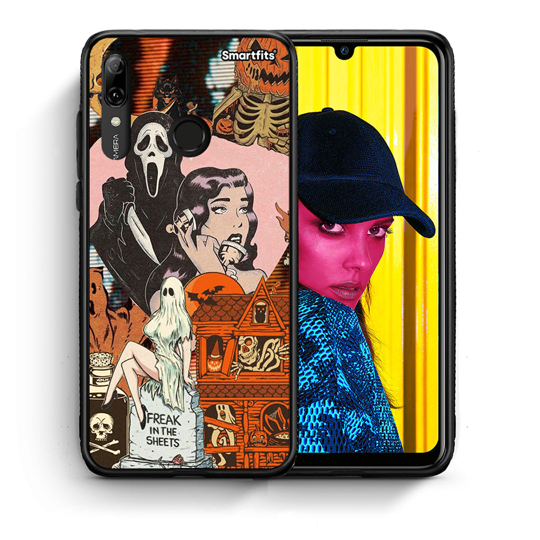 Θήκη Huawei P Smart 2019 Halloween Collage από τη Smartfits με σχέδιο στο πίσω μέρος και μαύρο περίβλημα | Huawei P Smart 2019 Halloween Collage case with colorful back and black bezels