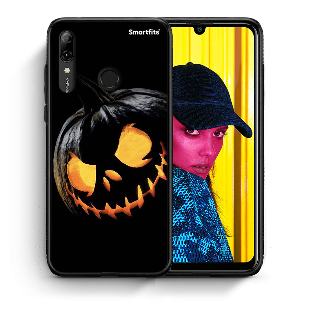 Θήκη Huawei P Smart 2019 Halloween Scary Pumpkin από τη Smartfits με σχέδιο στο πίσω μέρος και μαύρο περίβλημα | Huawei P Smart 2019 Halloween Scary Pumpkin case with colorful back and black bezels