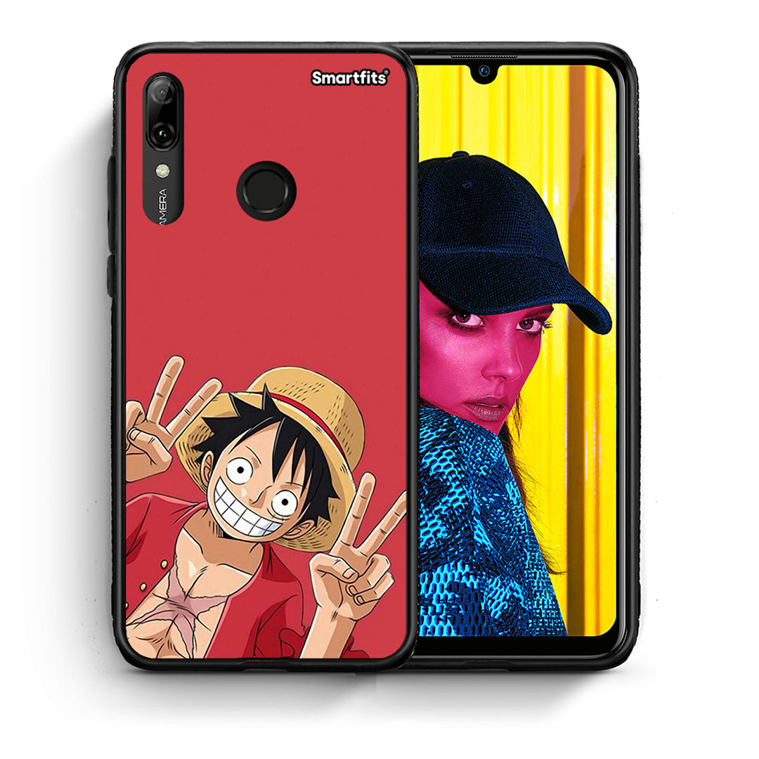 Θήκη Huawei P Smart 2019 Pirate Luffy από τη Smartfits με σχέδιο στο πίσω μέρος και μαύρο περίβλημα | Huawei P Smart 2019 Pirate Luffy case with colorful back and black bezels