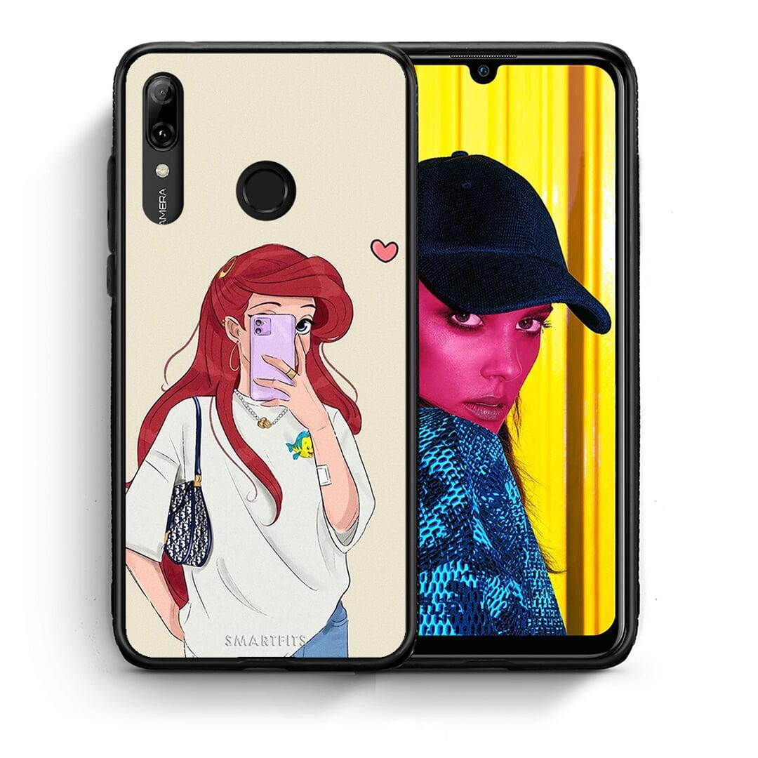 Θήκη Huawei P Smart 2019 Walking Mermaid από τη Smartfits με σχέδιο στο πίσω μέρος και μαύρο περίβλημα | Huawei P Smart 2019 Walking Mermaid case with colorful back and black bezels