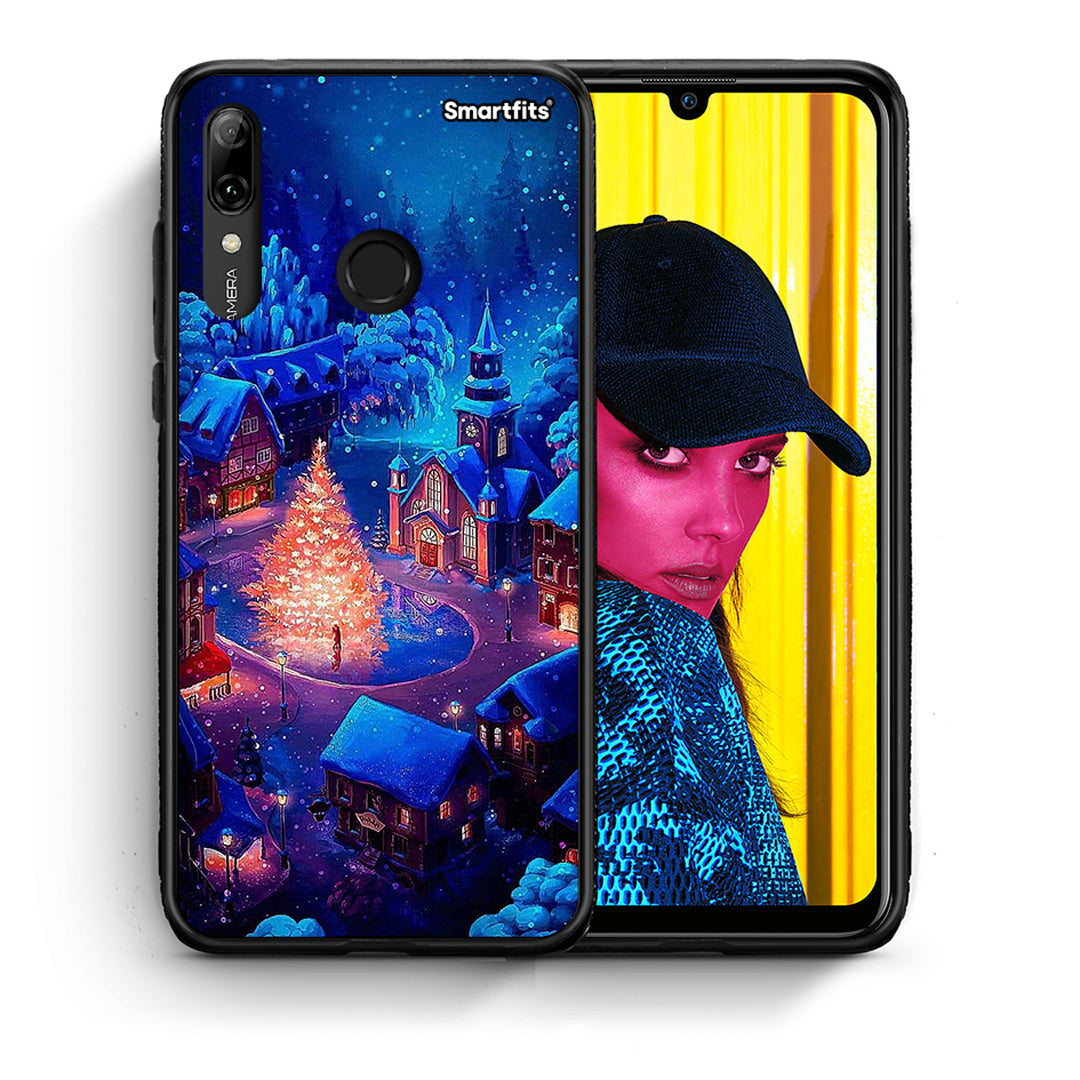 Θήκη Huawei P Smart 2019 Xmas Village από τη Smartfits με σχέδιο στο πίσω μέρος και μαύρο περίβλημα | Huawei P Smart 2019 Xmas Village case with colorful back and black bezels