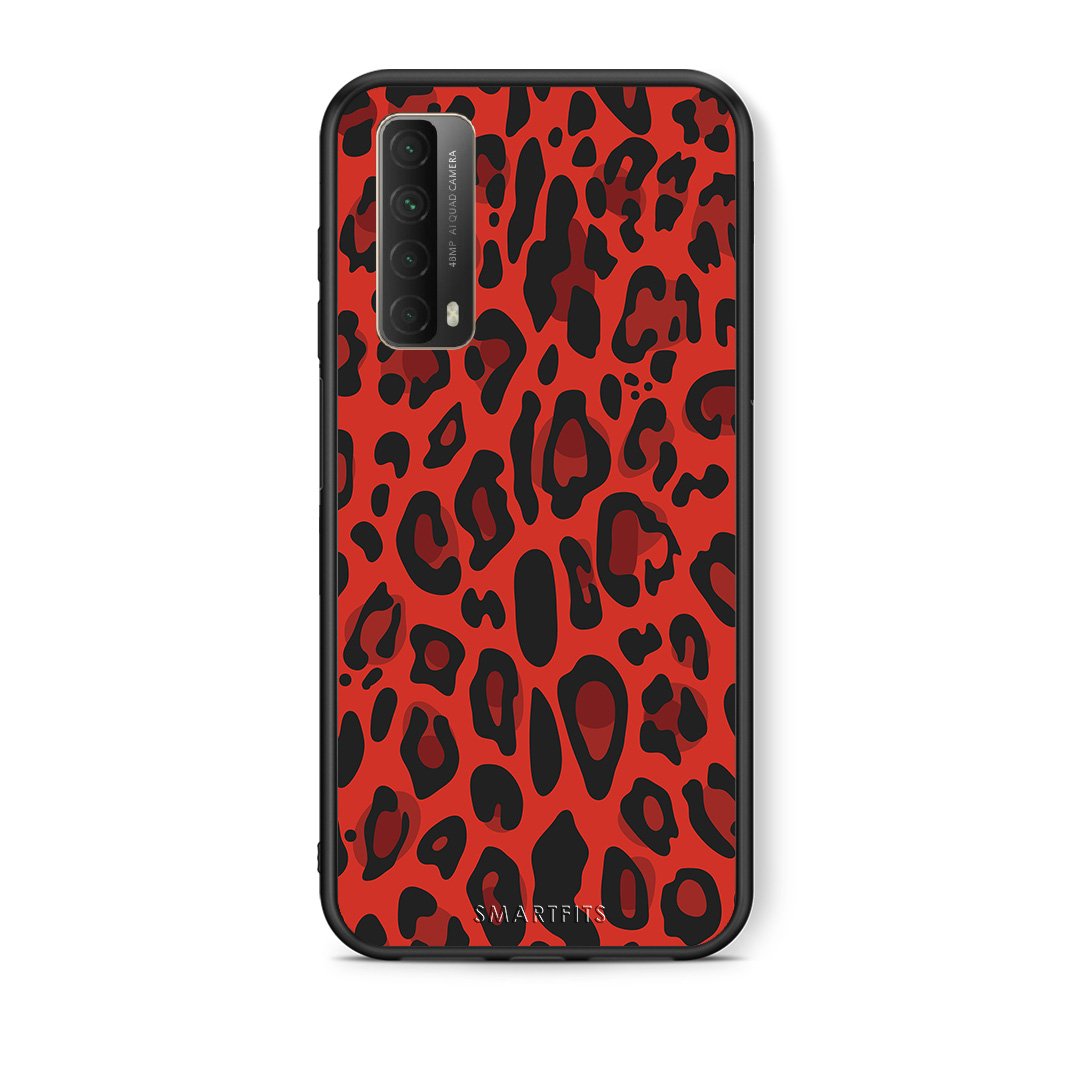 Θήκη Huawei P Smart 2021 Red Leopard Animal από τη Smartfits με σχέδιο στο πίσω μέρος και μαύρο περίβλημα | Huawei P Smart 2021 Red Leopard Animal case with colorful back and black bezels