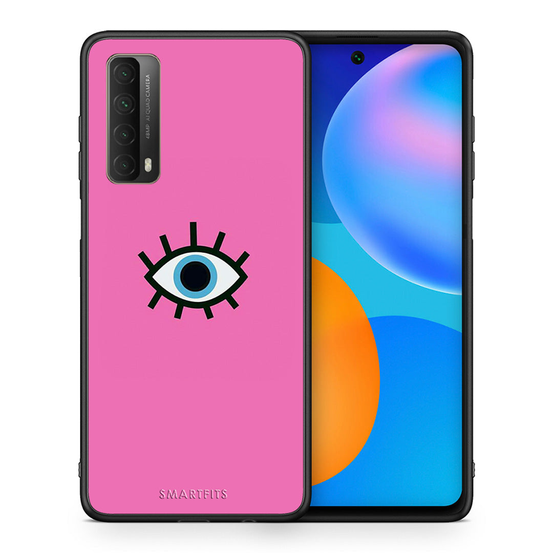 Θήκη Huawei P Smart 2021 Blue Eye Pink από τη Smartfits με σχέδιο στο πίσω μέρος και μαύρο περίβλημα | Huawei P Smart 2021 Blue Eye Pink case with colorful back and black bezels