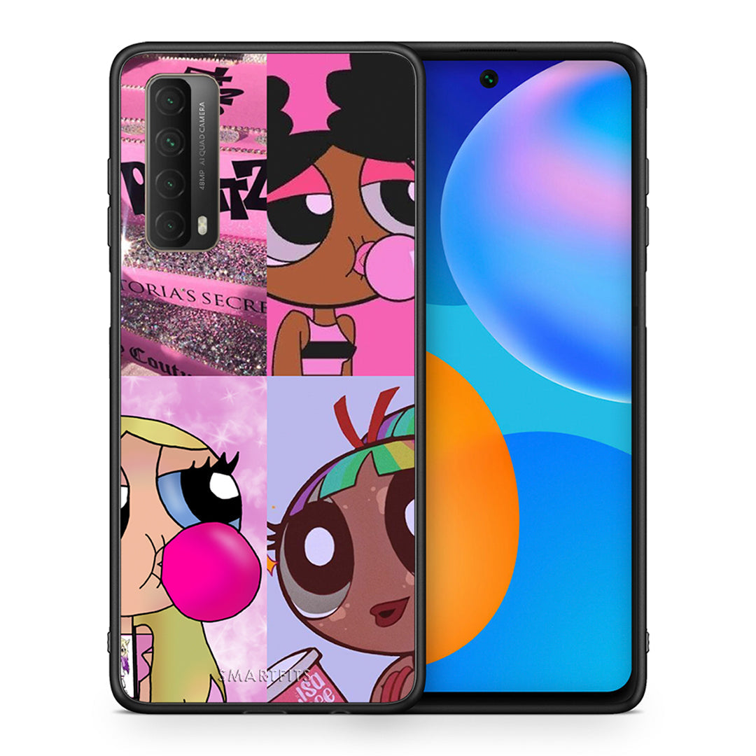 Θήκη Αγίου Βαλεντίνου Huawei P Smart 2021 Bubble Girls από τη Smartfits με σχέδιο στο πίσω μέρος και μαύρο περίβλημα | Huawei P Smart 2021 Bubble Girls case with colorful back and black bezels