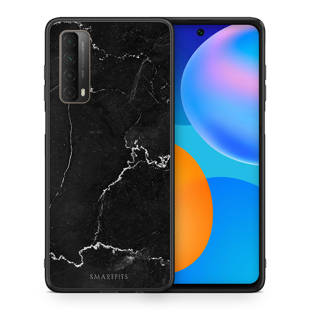 Θήκη Huawei P Smart 2021 Marble Black από τη Smartfits με σχέδιο στο πίσω μέρος και μαύρο περίβλημα | Huawei P Smart 2021 Marble Black case with colorful back and black bezels