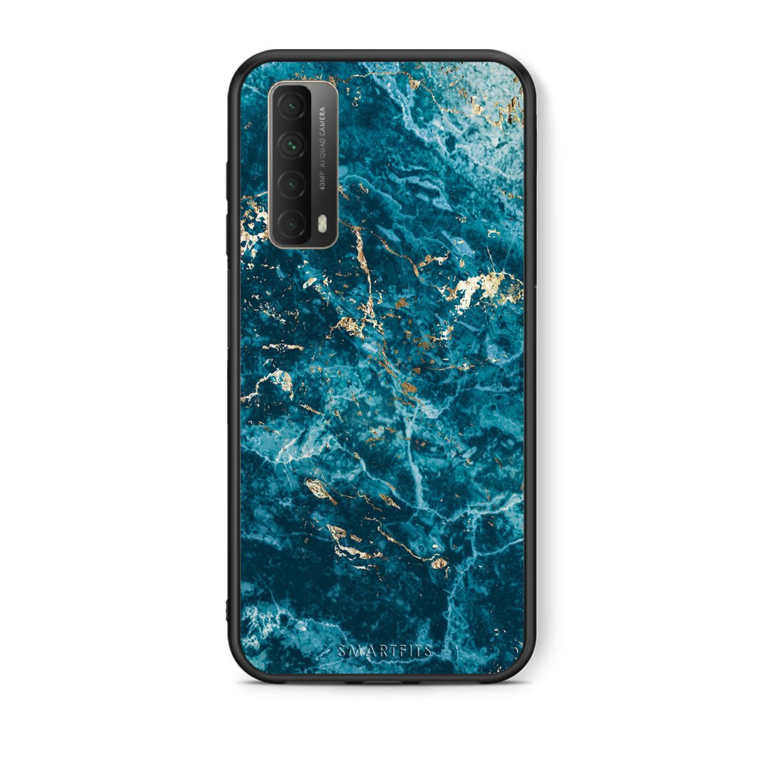 Θήκη Huawei P Smart 2021 Marble Blue από τη Smartfits με σχέδιο στο πίσω μέρος και μαύρο περίβλημα | Huawei P Smart 2021 Marble Blue case with colorful back and black bezels