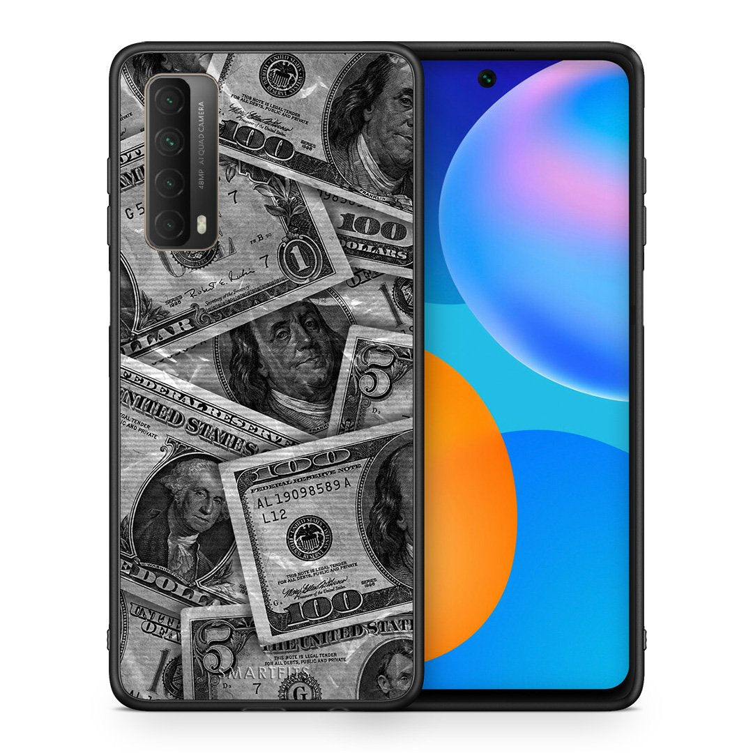 Θήκη Huawei P Smart 2021 Money Dollars από τη Smartfits με σχέδιο στο πίσω μέρος και μαύρο περίβλημα | Huawei P Smart 2021 Money Dollars case with colorful back and black bezels