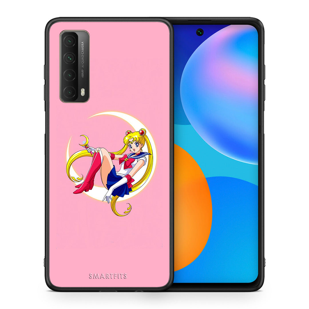 Θήκη Huawei P Smart 2021 Moon Girl από τη Smartfits με σχέδιο στο πίσω μέρος και μαύρο περίβλημα | Huawei P Smart 2021 Moon Girl case with colorful back and black bezels