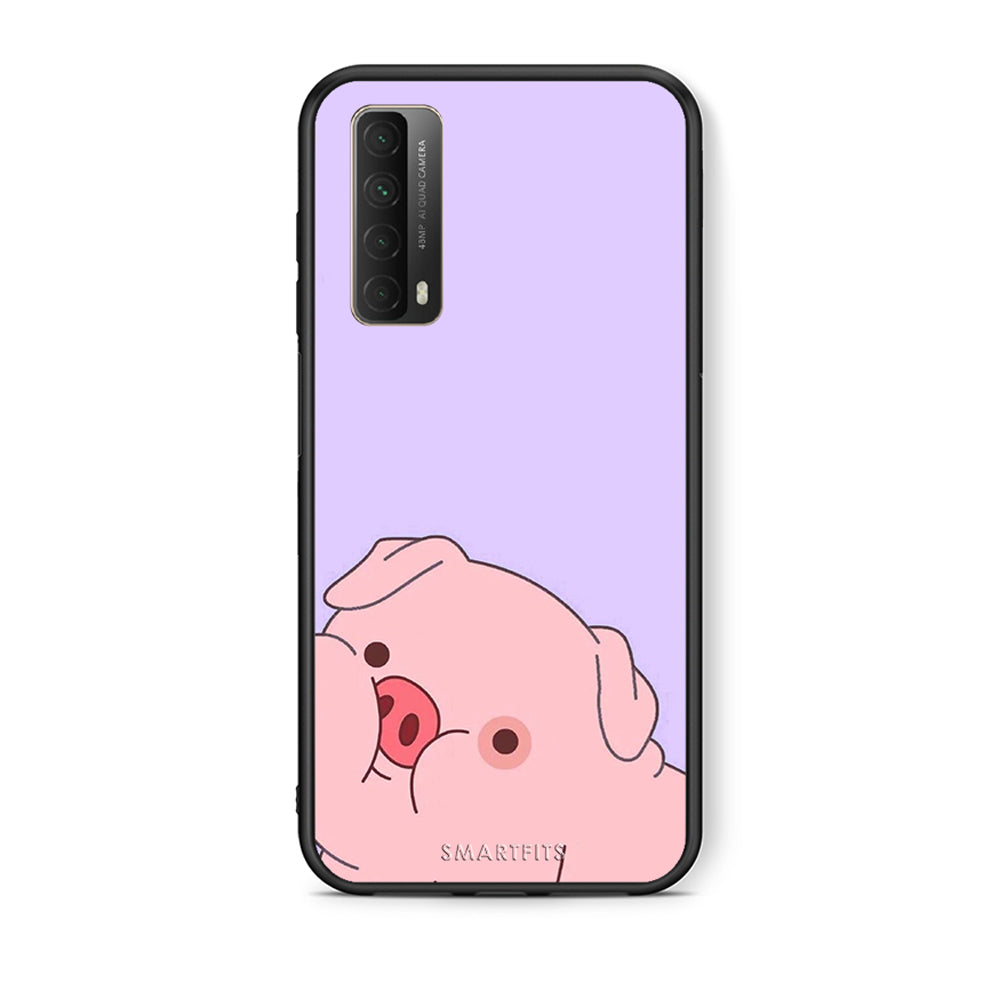 Θήκη Αγίου Βαλεντίνου Huawei P Smart 2021 Pig Love 2 από τη Smartfits με σχέδιο στο πίσω μέρος και μαύρο περίβλημα | Huawei P Smart 2021 Pig Love 2 case with colorful back and black bezels