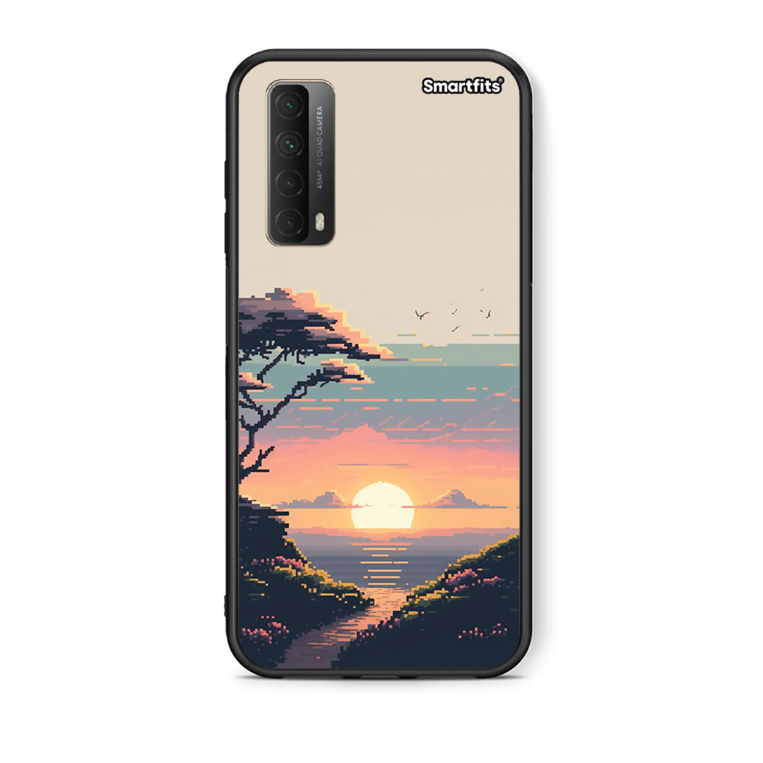 Θήκη Huawei P Smart 2021 Pixel Sunset από τη Smartfits με σχέδιο στο πίσω μέρος και μαύρο περίβλημα | Huawei P Smart 2021 Pixel Sunset case with colorful back and black bezels