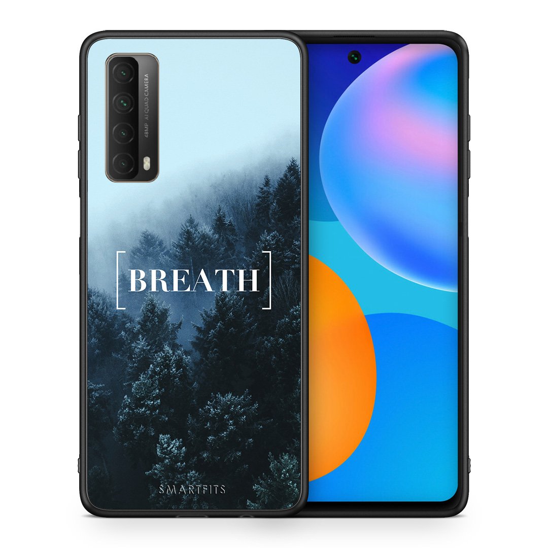 Θήκη Huawei P Smart 2021 Breath Quote από τη Smartfits με σχέδιο στο πίσω μέρος και μαύρο περίβλημα | Huawei P Smart 2021 Breath Quote case with colorful back and black bezels