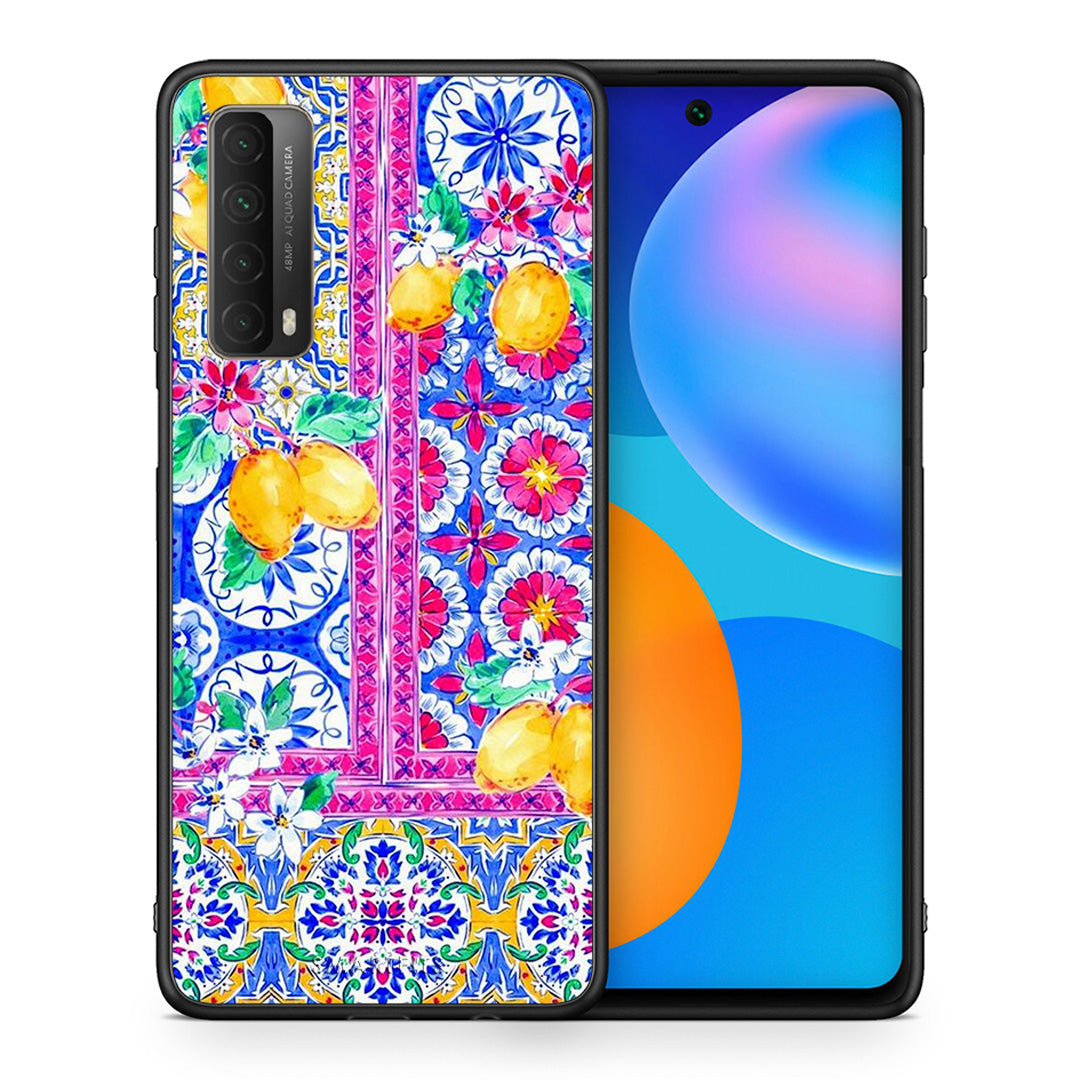 Θήκη Huawei P Smart 2021 Retro Spring από τη Smartfits με σχέδιο στο πίσω μέρος και μαύρο περίβλημα | Huawei P Smart 2021 Retro Spring case with colorful back and black bezels