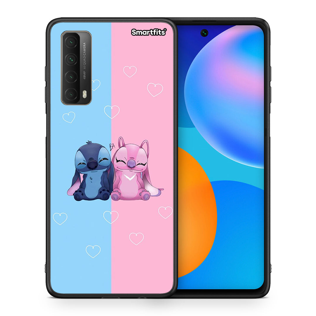 Θήκη Huawei P Smart 2021 Stitch And Angel από τη Smartfits με σχέδιο στο πίσω μέρος και μαύρο περίβλημα | Huawei P Smart 2021 Stitch And Angel case with colorful back and black bezels