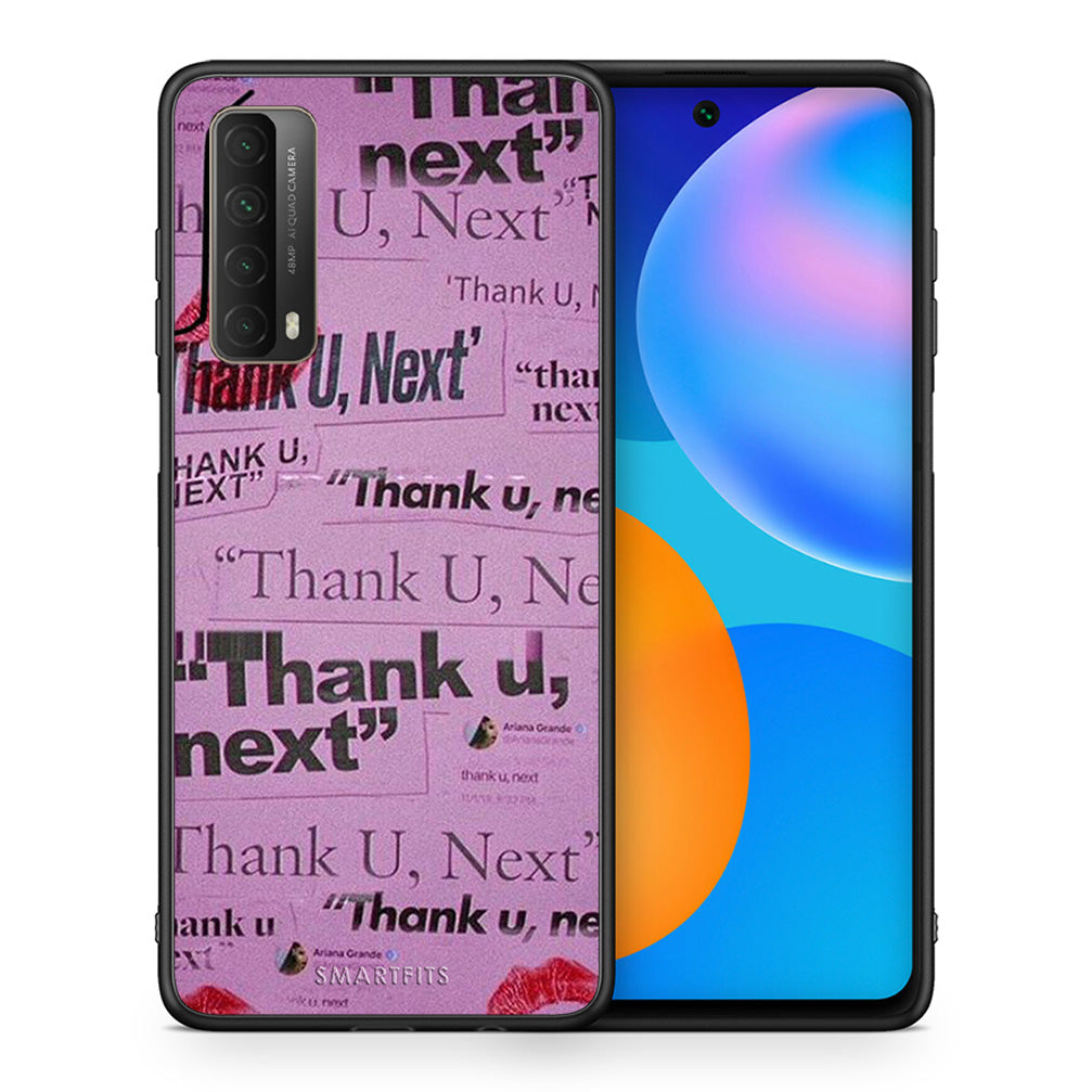 Θήκη Αγίου Βαλεντίνου Huawei P Smart 2021 Thank You Next από τη Smartfits με σχέδιο στο πίσω μέρος και μαύρο περίβλημα | Huawei P Smart 2021 Thank You Next case with colorful back and black bezels