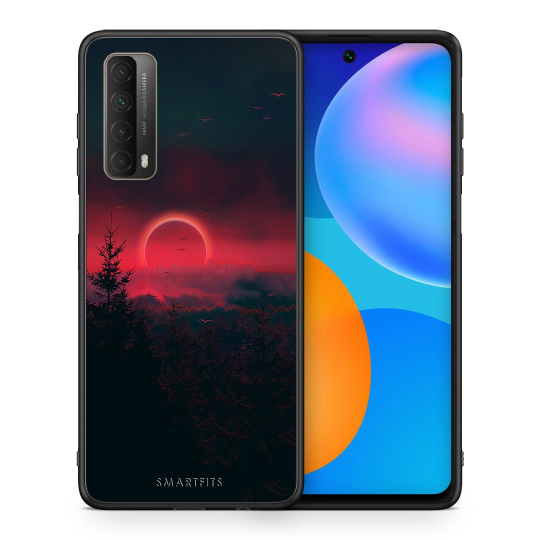 Θήκη Huawei P Smart 2021 Sunset Tropic από τη Smartfits με σχέδιο στο πίσω μέρος και μαύρο περίβλημα | Huawei P Smart 2021 Sunset Tropic case with colorful back and black bezels