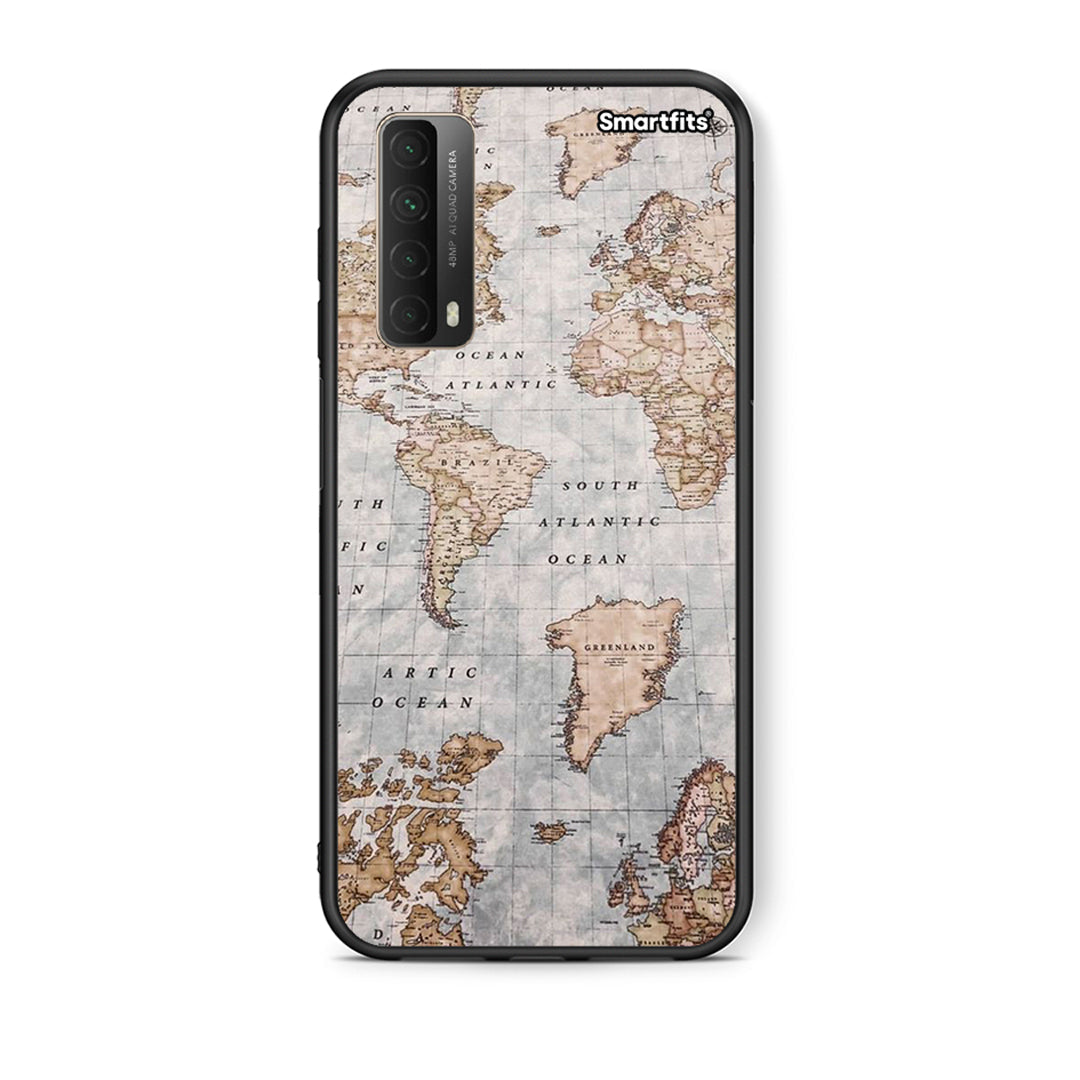 Θήκη Huawei P Smart 2021 World Map από τη Smartfits με σχέδιο στο πίσω μέρος και μαύρο περίβλημα | Huawei P Smart 2021 World Map case with colorful back and black bezels